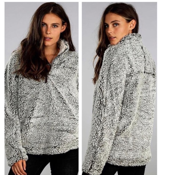 smoky gray sherpa pullover